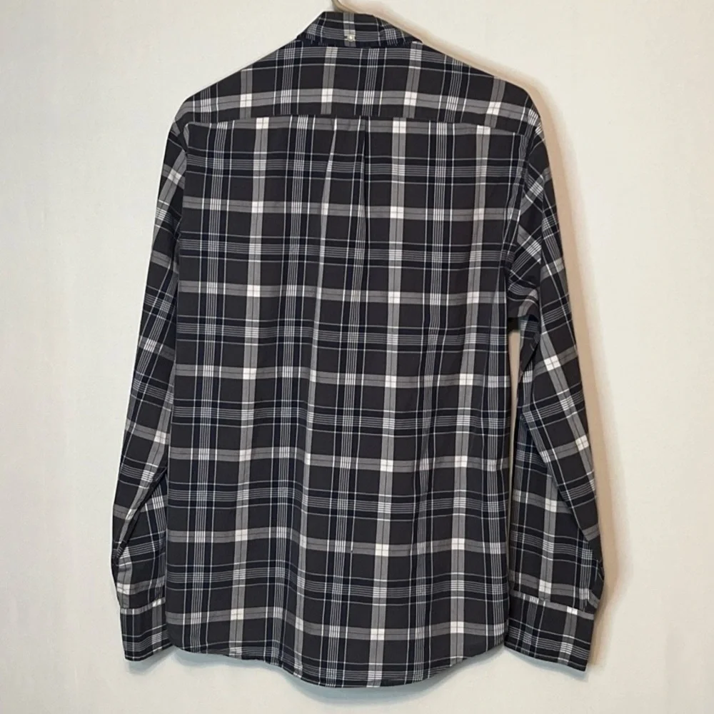 J Crew Mens Medium Long Sleeve Oxford Gray Plaid Shirt.